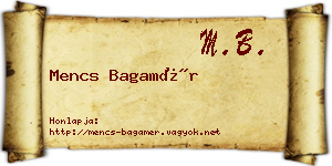 Mencs Bagamér névjegykártya